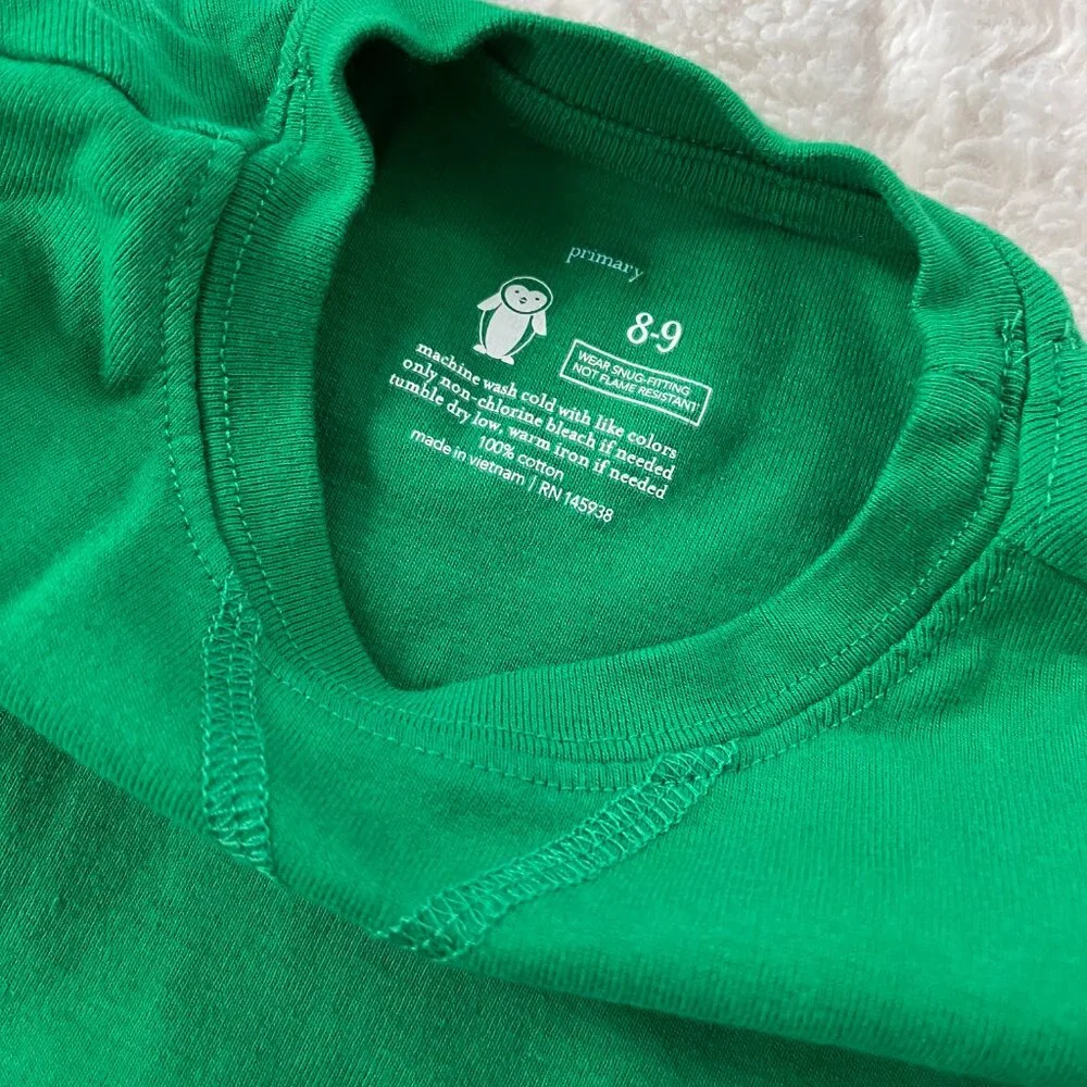 NWOT Kids Primary Pajama PJ Top (Green) 8-9Y